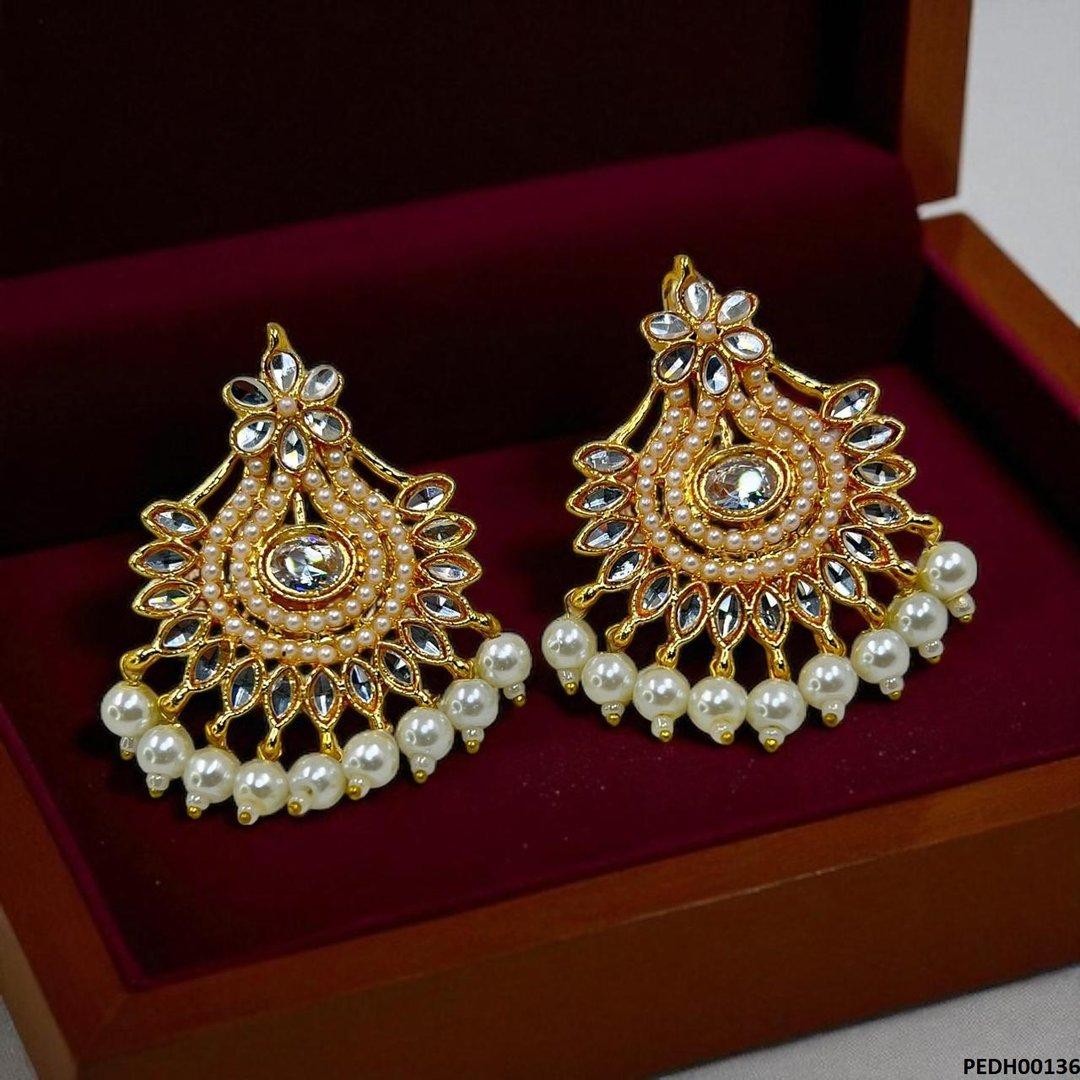 PEDH00136 MZM Flower Pearl Drop Earrings - PEDH