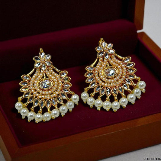 PEDH00136 MZM Flower Pearl Drop Earrings - PEDH