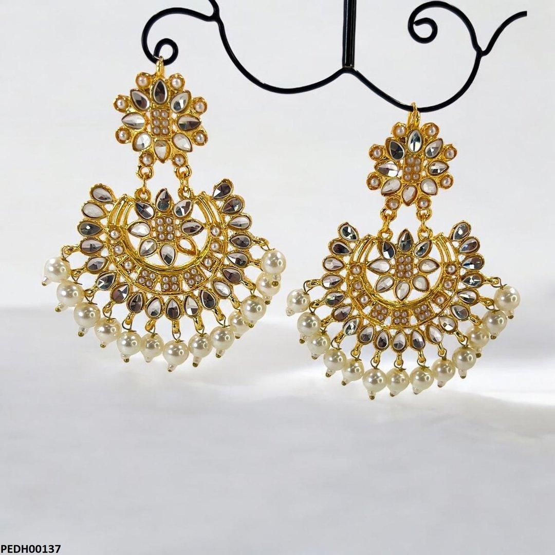 PEDH00137 MZM Tear/Flower Pearl Drop Earrings - PEDH