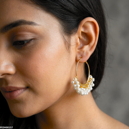 PEDH00157 MZM  Round Pearl Drops Earrings - PEDH