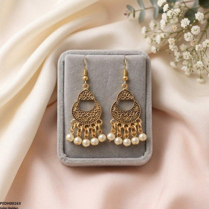 PEDH00163 ABD Moon Pearl Drop  Earrings - PEDH