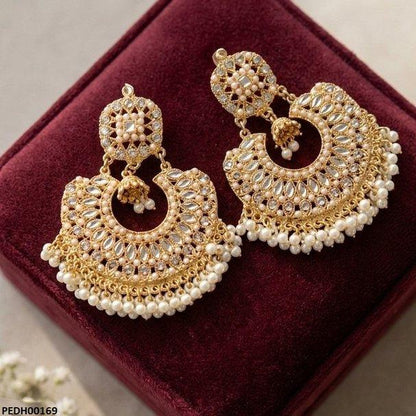 PEDH00169 MZM Round Pearl Bell Drop Earring - PEDH