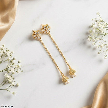PEDH00171 MZM Flower Bell Drop Earrings - PEDH