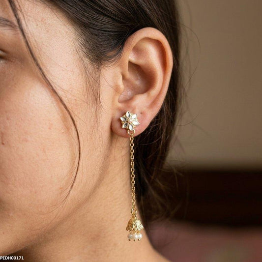 PEDH00171 MZM Flower Bell Drop Earrings - PEDH