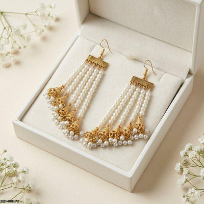 PEDH00172 FRN Pearl Layered Jhumki Drop Earrings - PEDH