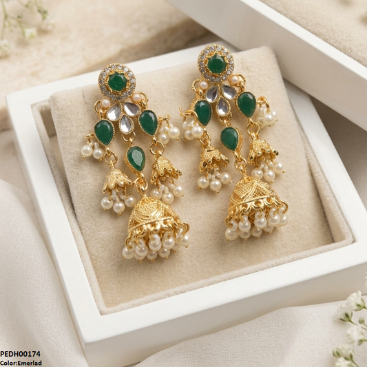 PEDH00174 SDQ Tear  Pearl Jhumki Drop Earrings - PEDH
