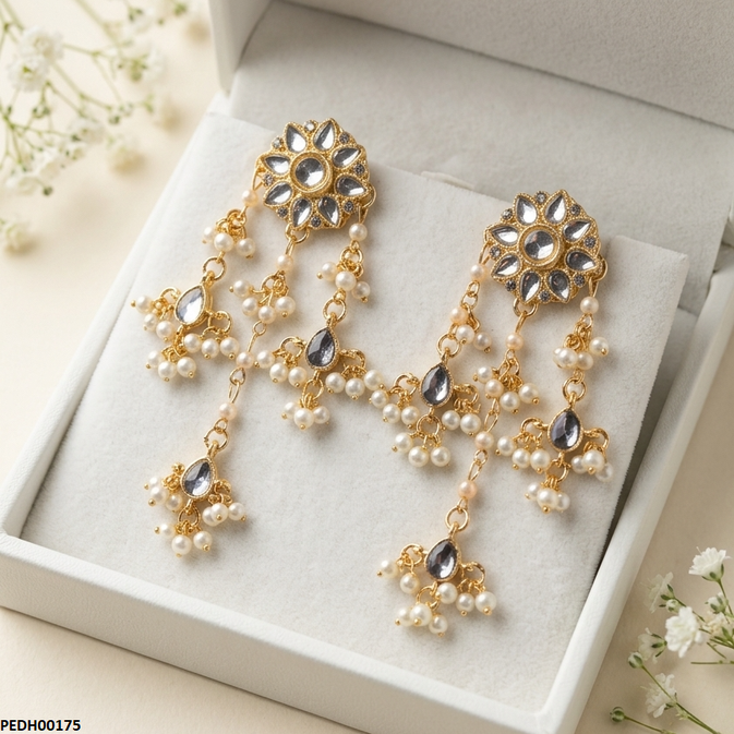 PEDH00175 SDQ Round/Tear Pearl Drop Earrings - PEDH