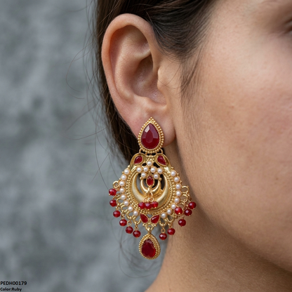 PEDH00179  SDQ Moon Tear Drop Earrings - PEDH