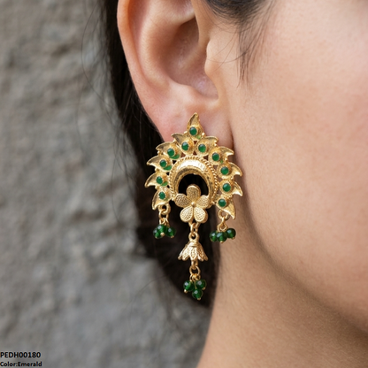 PEDH00180 SDQ Flower Bell Drop Earrings - PEDH