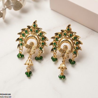 PEDH00180 SDQ Flower Bell Drop Earrings - PEDH