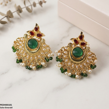PEDH00181  SDQ Moon Pearl Drop Earrings - PEDH
