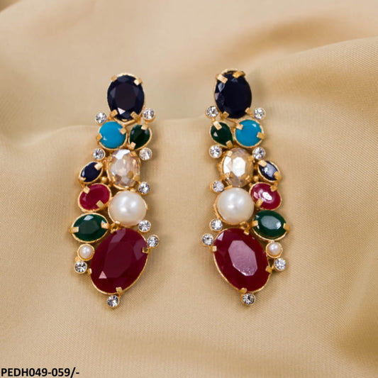 PEDH049 SDQ Oval/Pear Drops Earrings Pair