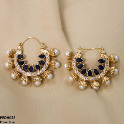 PEDH052 FRN Pear Temple Ear Hoops Pair