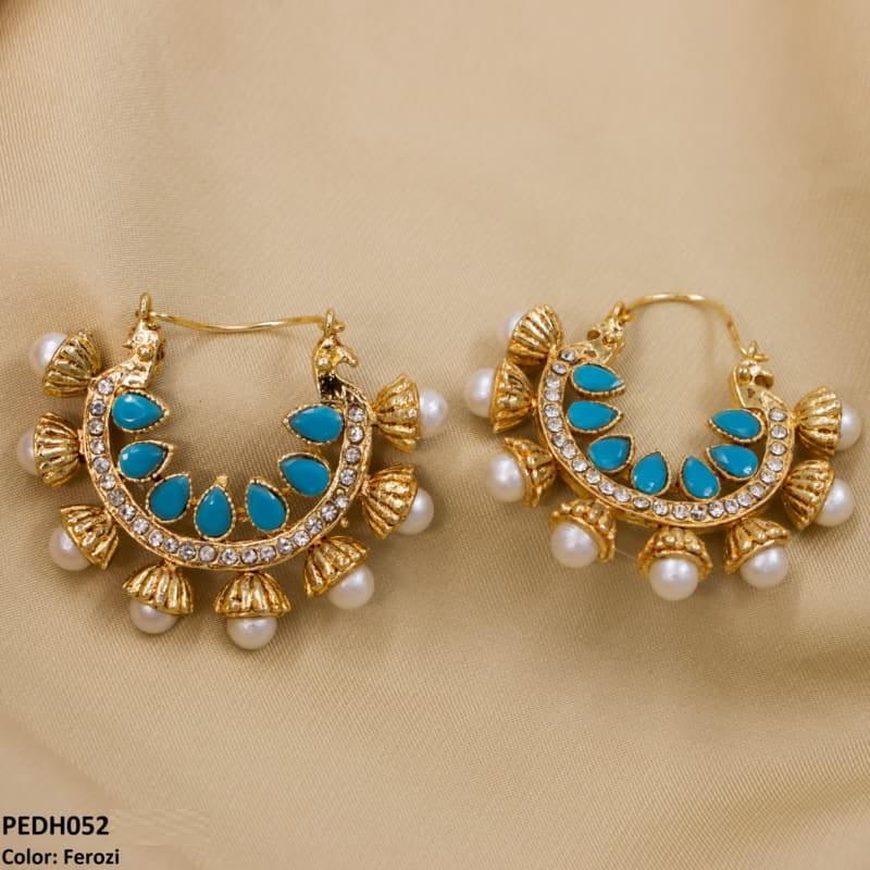 PEDH052 FRN Pear Temple Ear Hoops Pair