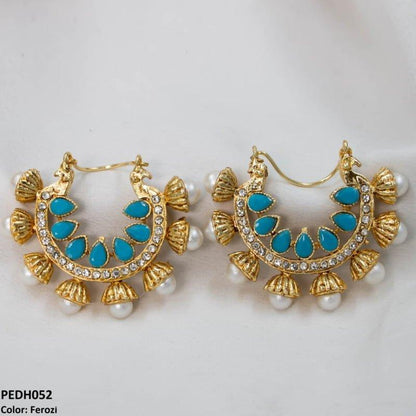 PEDH052 FRN Pear Temple Ear Hoops Pair
