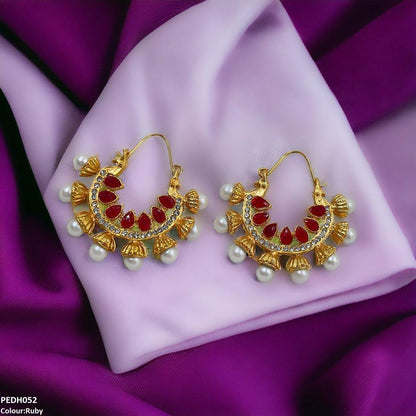 PEDH052 FRN Pear Temple Ear Hoops Pair