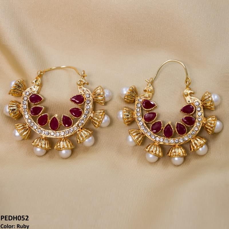 PEDH052 FRN Pear Temple Ear Hoops Pair