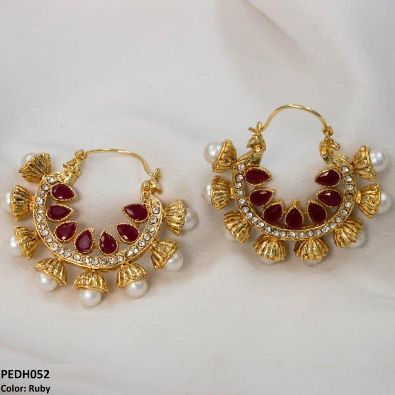 PEDH052 FRN Pear Temple Ear Hoops Pair