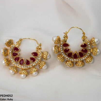 PEDH052 FRN Pear Temple Ear Hoops Pair