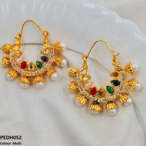 PEDH052 FRN Pear Temple Ear Hoops Pair