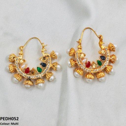 PEDH052 FRN Pear Temple Ear Hoops Pair