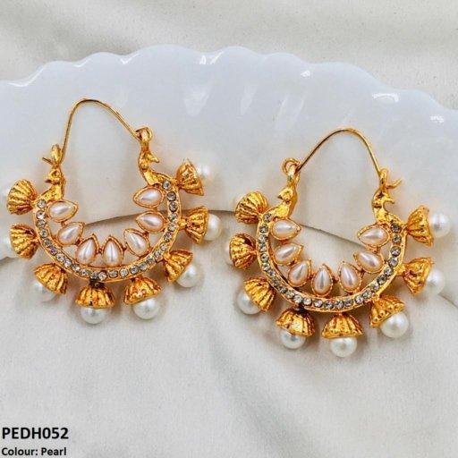 PEDH052 FRN Pear Temple Ear Hoops Pair