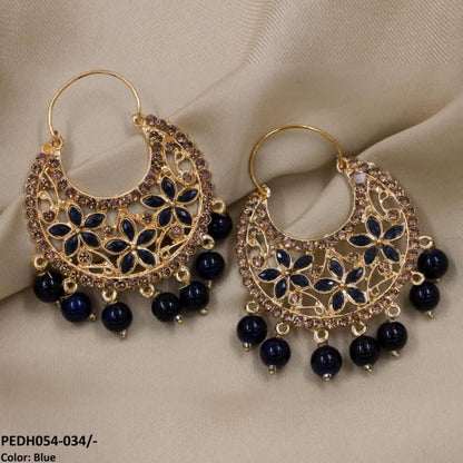 PEDH054 FRN Pear Temple Drop Earrings Pair