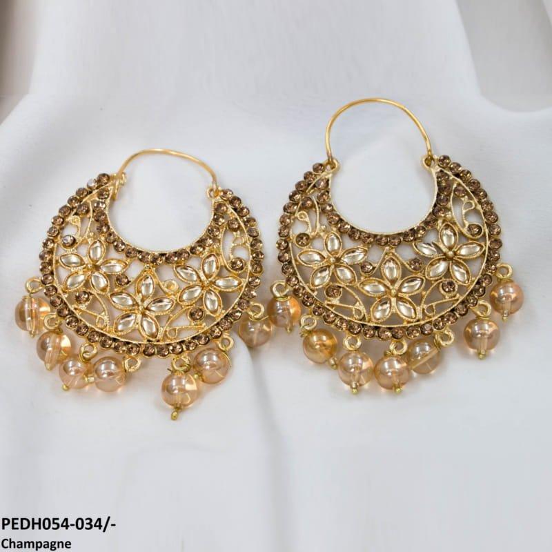 PEDH054 FRN Pear Temple Drop Earrings Pair
