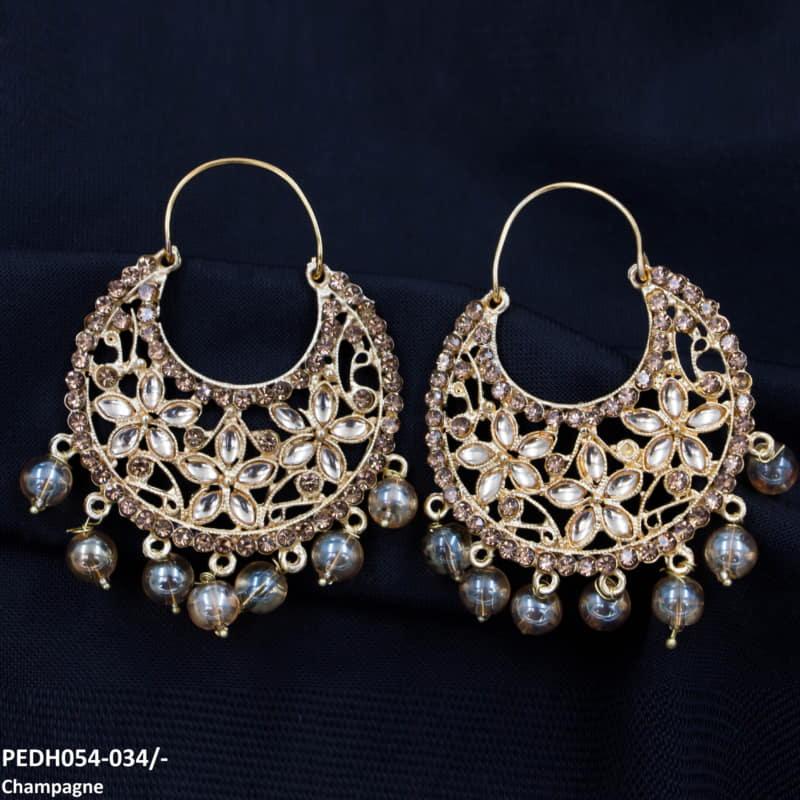 PEDH054 FRN Pear Temple Drop Earrings Pair