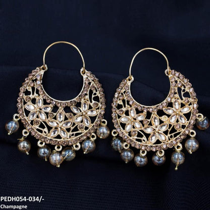 PEDH054 FRN Pear Temple Drop Earrings Pair