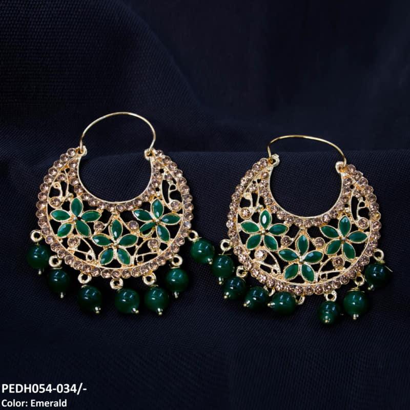 PEDH054 FRN Pear Temple Drop Earrings Pair
