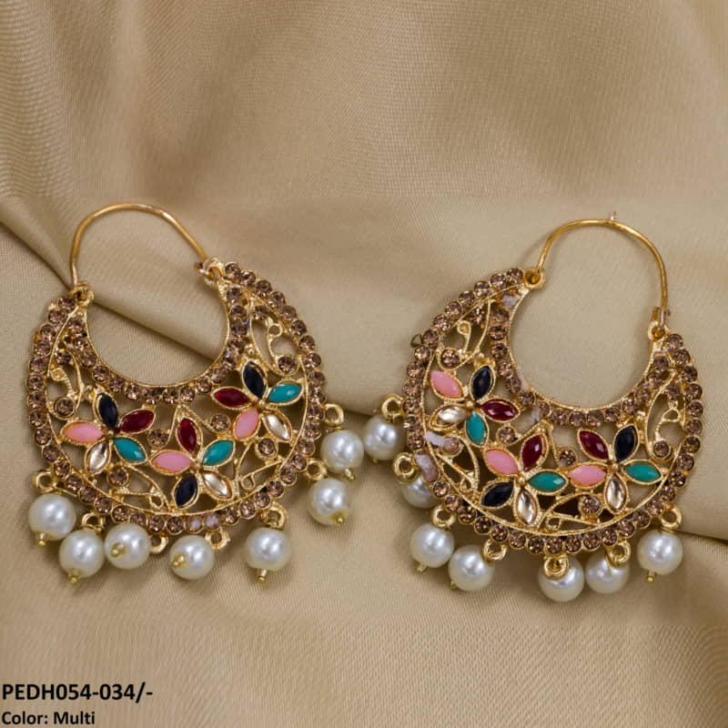 PEDH054 FRN Pear Temple Drop Earrings Pair