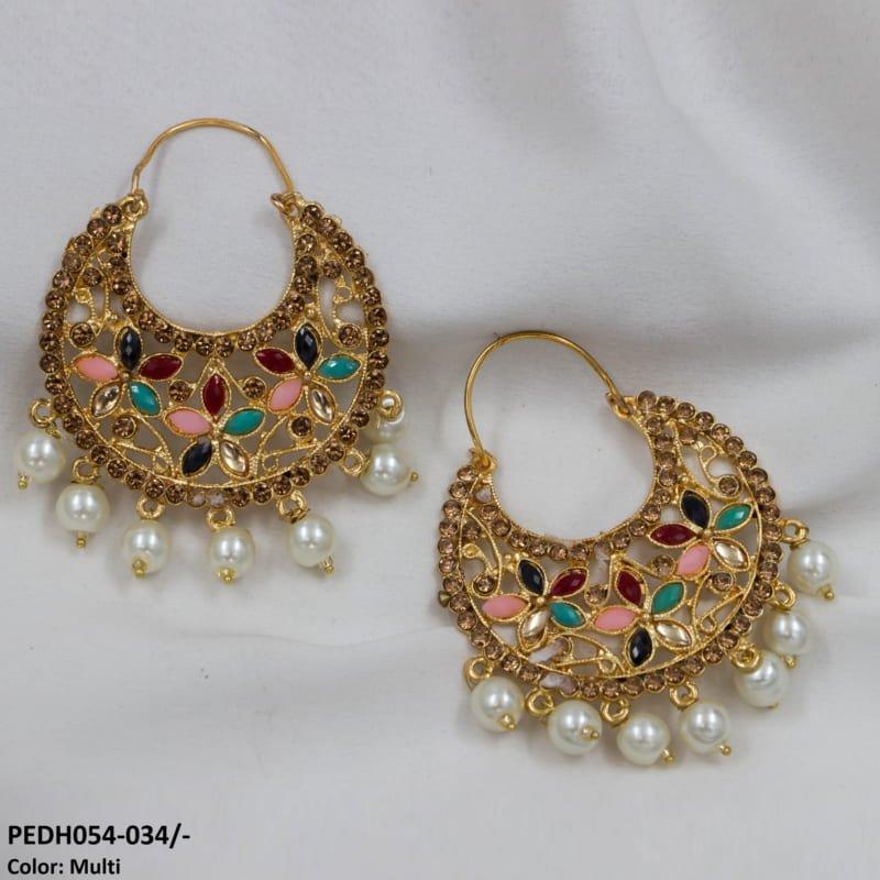 PEDH054 FRN Pear Temple Drop Earrings Pair