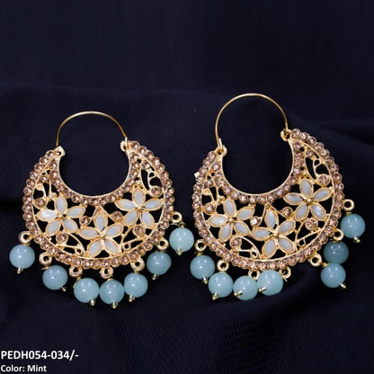 PEDH054 FRN Pear Temple Drop Earrings Pair