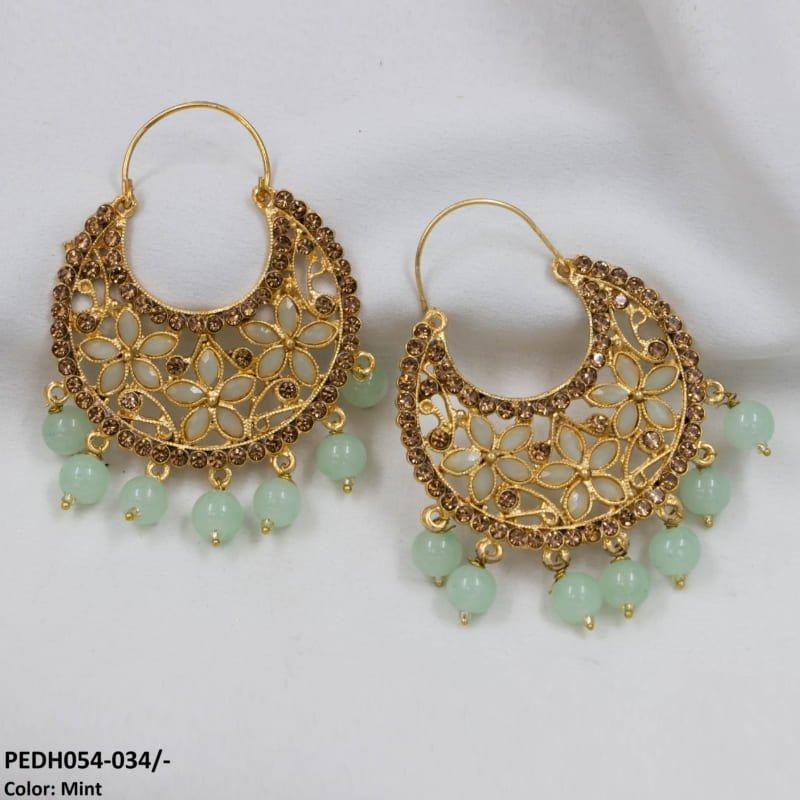 PEDH054 FRN Pear Temple Drop Earrings Pair