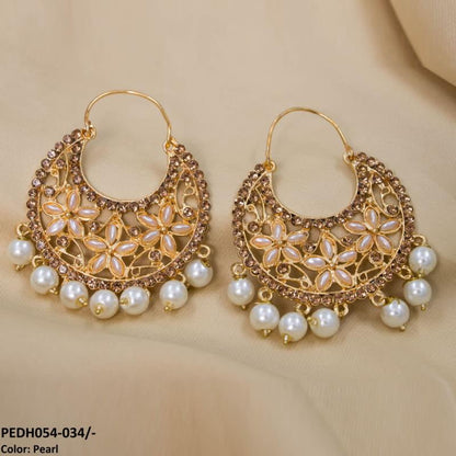 PEDH054 FRN Pear Temple Drop Earrings Pair