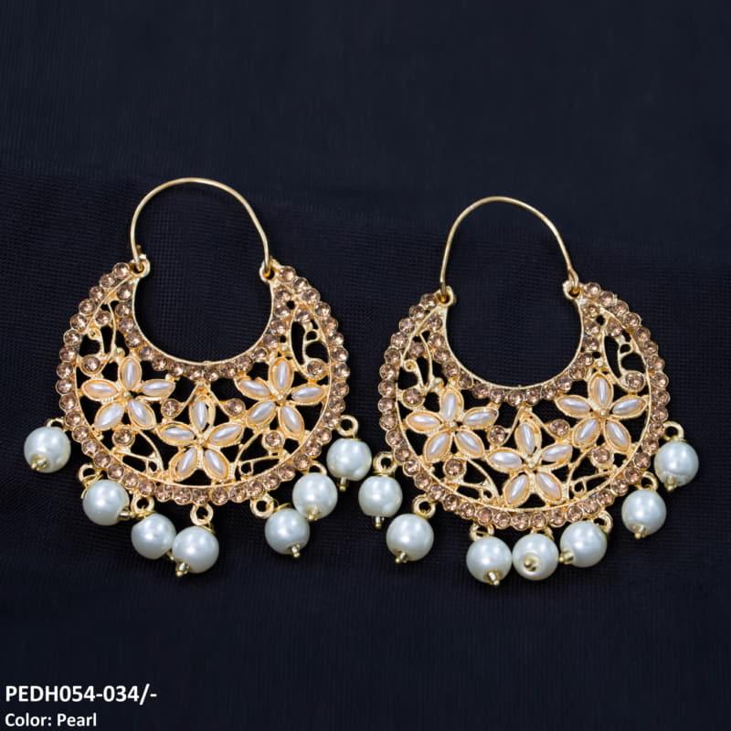 PEDH054 FRN Pear Temple Drop Earrings Pair