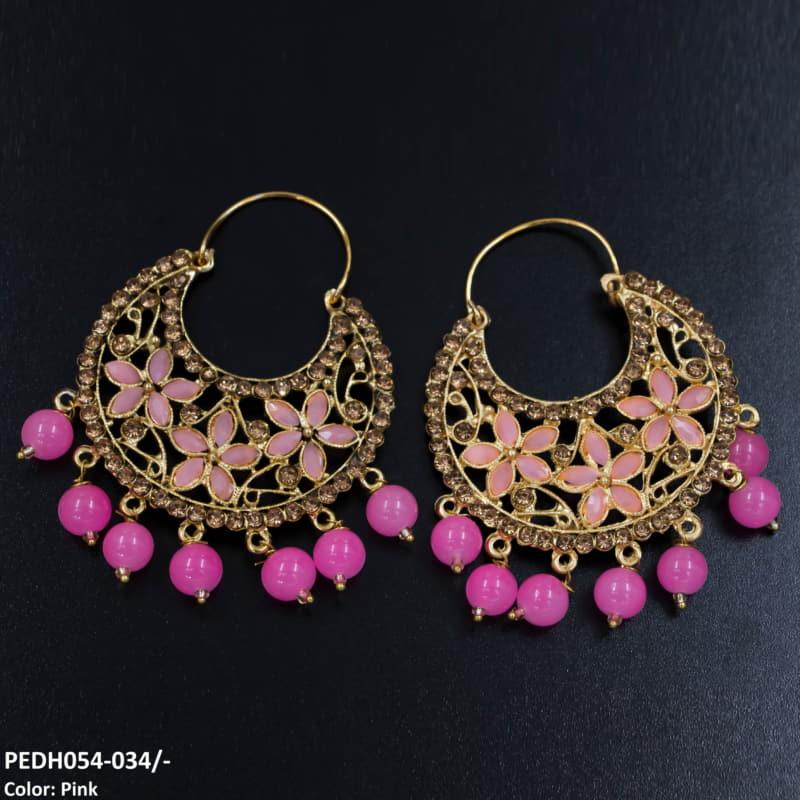 PEDH054 FRN Pear Temple Drop Earrings Pair