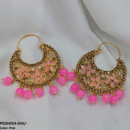 PEDH054 FRN Pear Temple Drop Earrings Pair