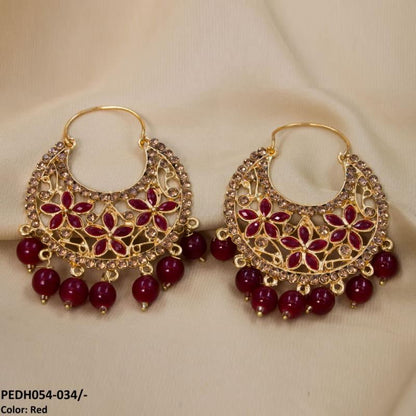 PEDH054 FRN Pear Temple Drop Earrings Pair
