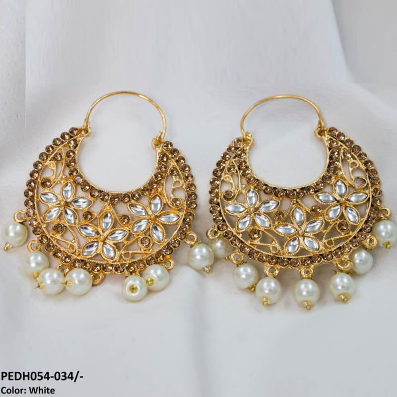 PEDH054 FRN Pear Temple Drop Earrings Pair
