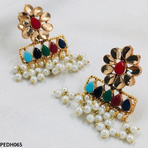 PEDH065 FRN Flower Pearl Earrings Drop