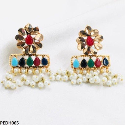 PEDH065 FRN Flower Pearl Earrings Drop