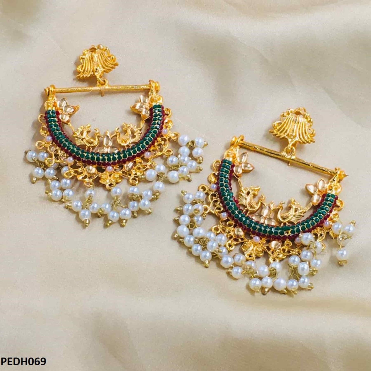 PEDH069 FRN Peacock Ear Drop Pair