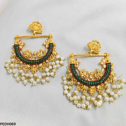 PEDH069 FRN Peacock Ear Drop Pair