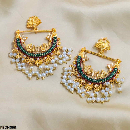 PEDH069 FRN Peacock Ear Drop Pair