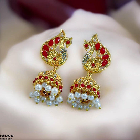 PEJH00029 MZM Peacock Jhumki Drop - PEJH