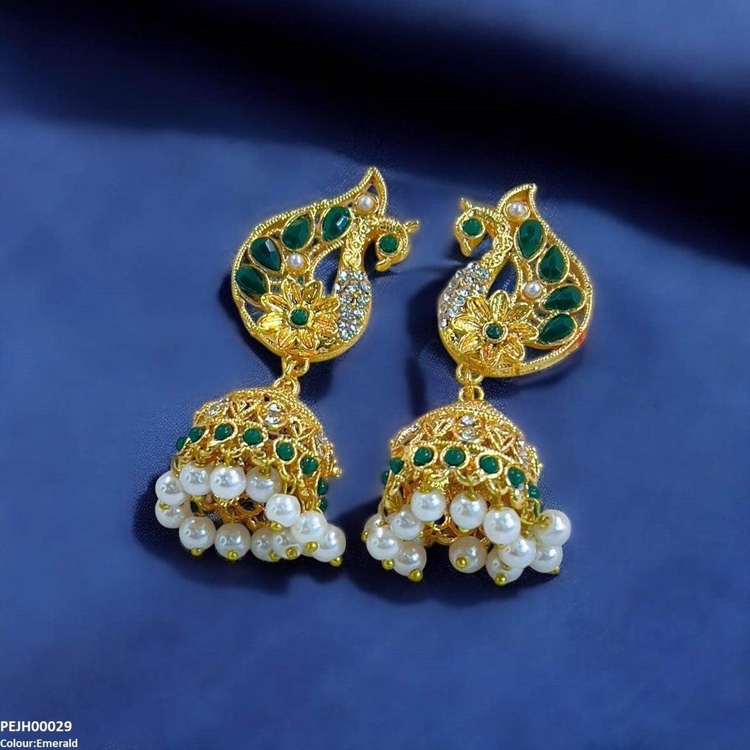PEJH00029 MZM Peacock Jhumki Drop - PEJH