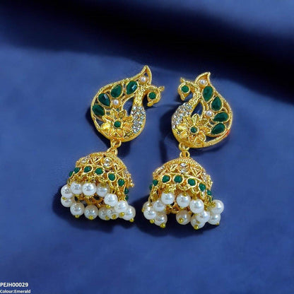 PEJH00029 MZM Peacock Jhumki Drop - PEJH