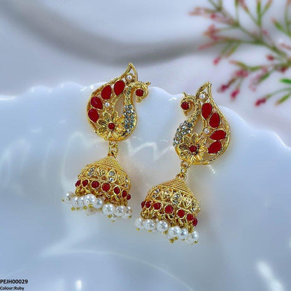 PEJH00029 MZM Peacock Jhumki Drop - PEJH